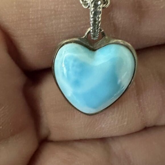 Heart-Shaped Blue Sterling Silver Pendant Necklace - Picture 1 of 3